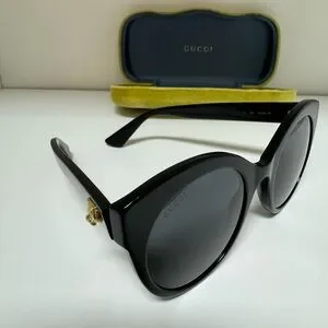 Gucci Black Sunglasses Gold GG Logo Tiger Cat Eye With Box Gucci | Accessories | Gucci Black Sunglasses Gold Gg Logo  main image 2